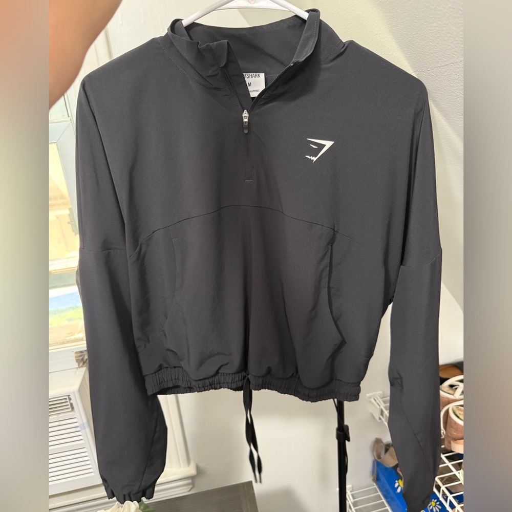 Gymshark Black Cropped Quarter-Zip Hoodie